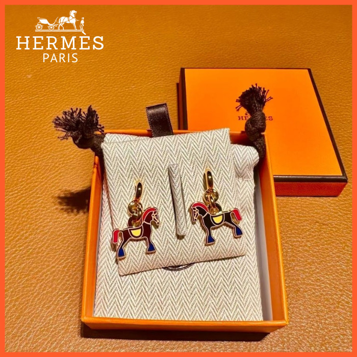 【華やかに】HERMES ピアス ≪ローズゴールド≫ 馬チャーム