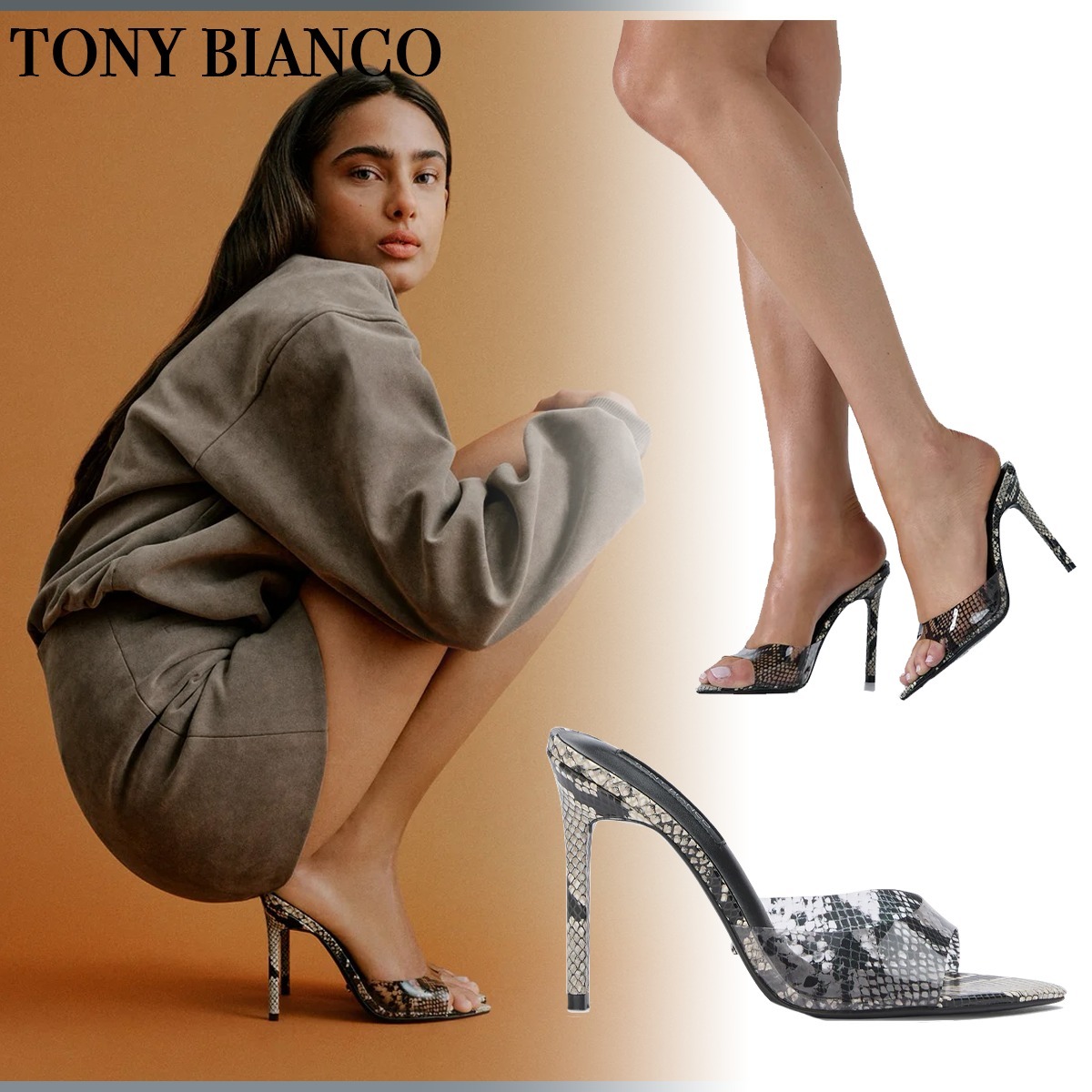 AUS発★TONY BIANCO★Malibu Clear Snake ピンヒール 10.5cm