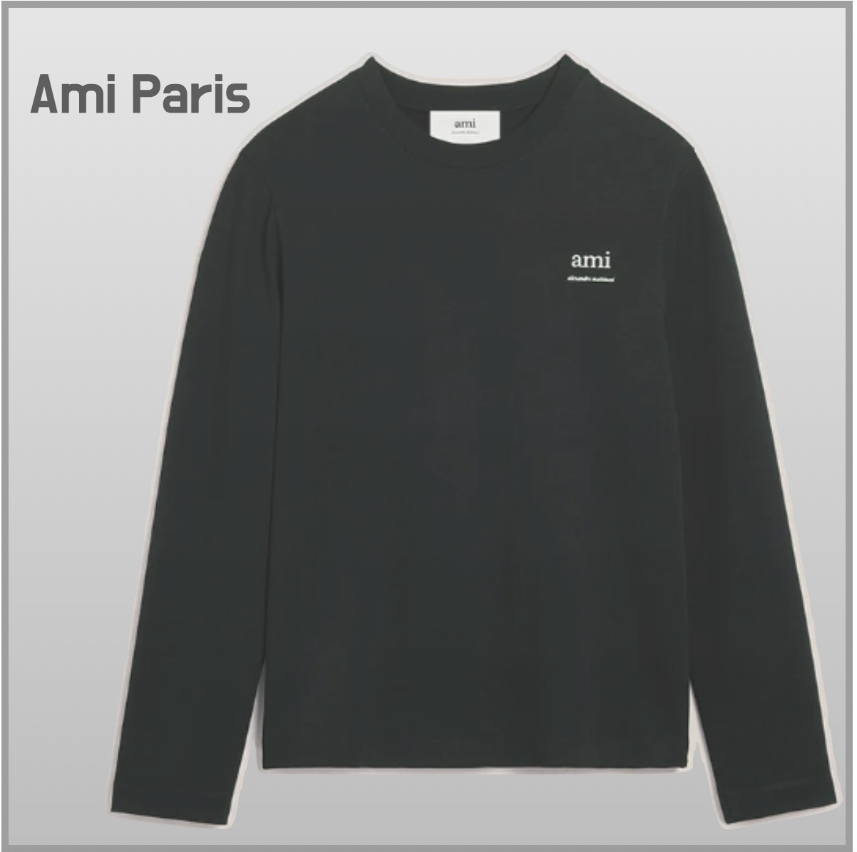 AMI Paris ユニセックス コットン ロングスリーブ ロゴ 国内発送