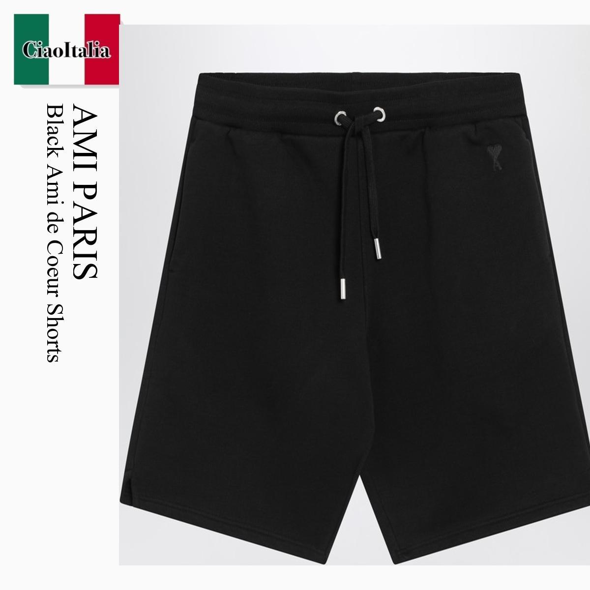 Ami Paris Black Ami De Coeur Shorts (AMI PARIS/ハーフ