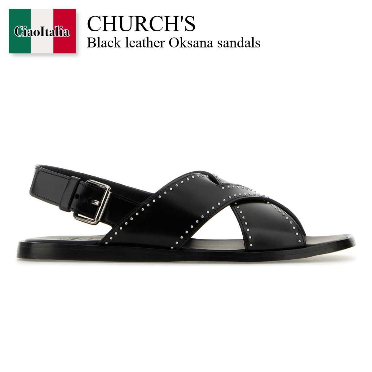 サンダル・ミュール Church'S Black Leather Oksana Sandals