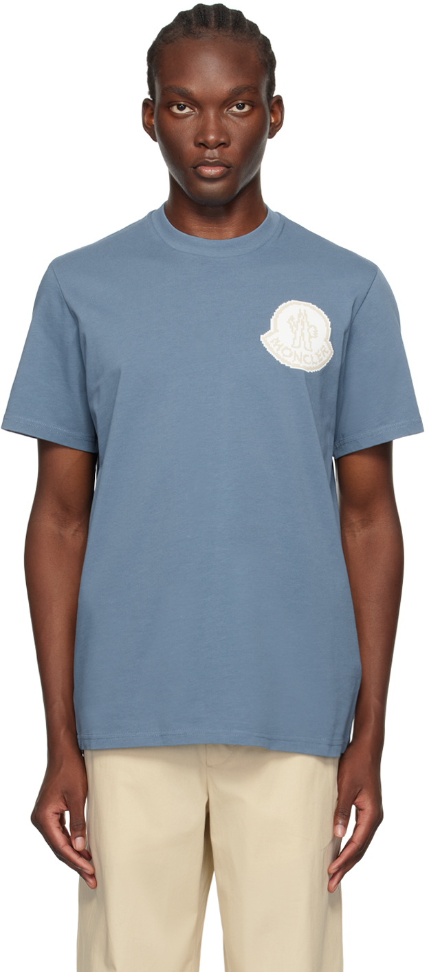 【関税込み】Moncler ブルー ロゴ Tシャツ