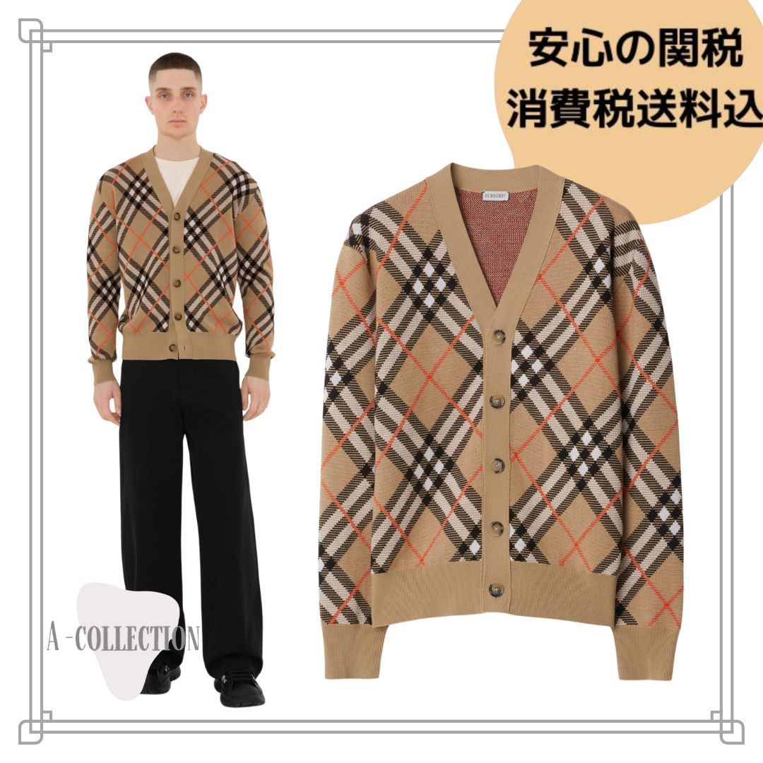 バーバリー チェック ウールモヘアブレンド カーディガン