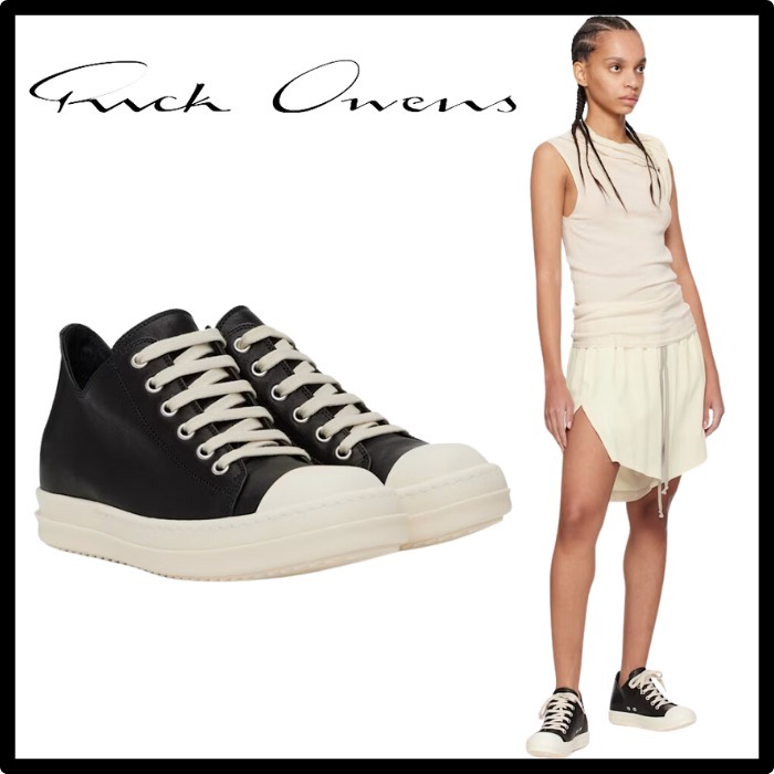 【Rick Owens】 ブラック Hollywood Low Sneaks スニーカー