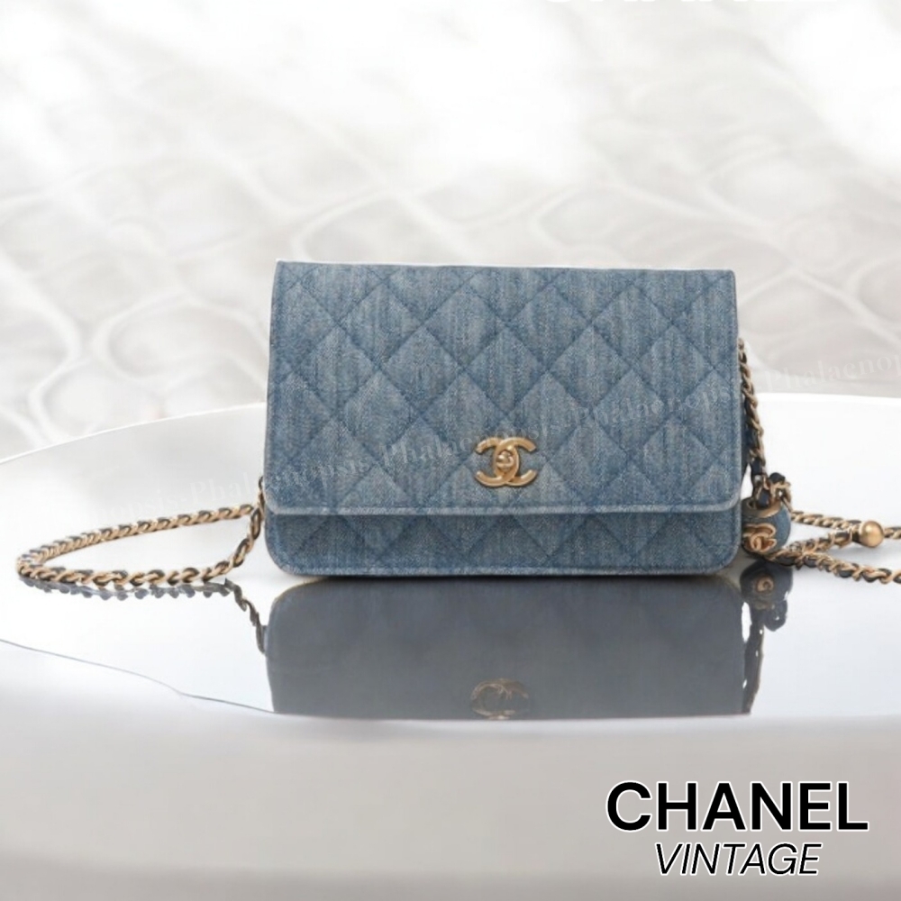 VINTAGE●CHANEL●パールクラッシュ付き チェーンウォレット