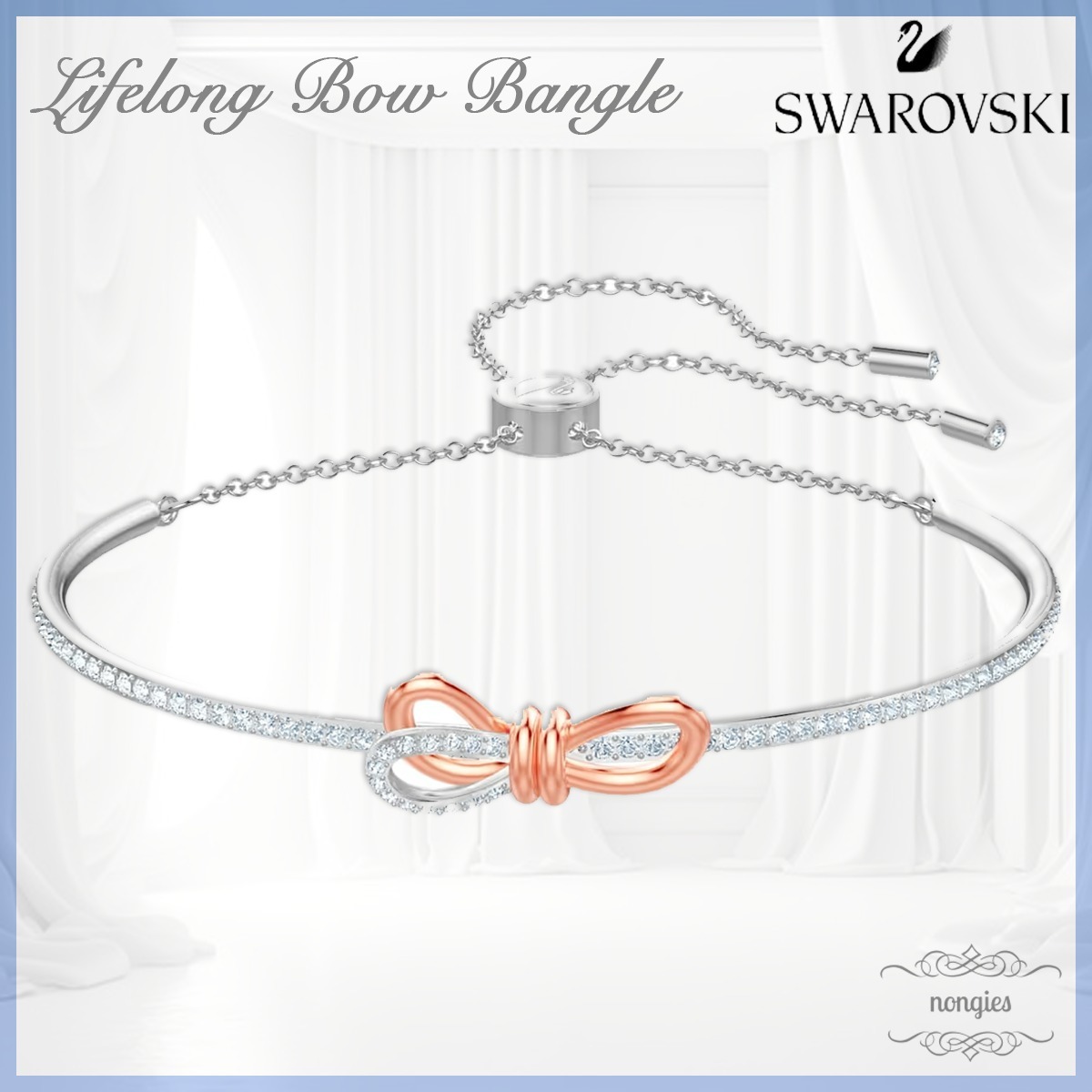 値下げ 美品 SWAROVSKI りぼん LifelongBow バングル