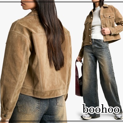 【boohoo】スエード調 コントラスト ステッチジャケット※送関込