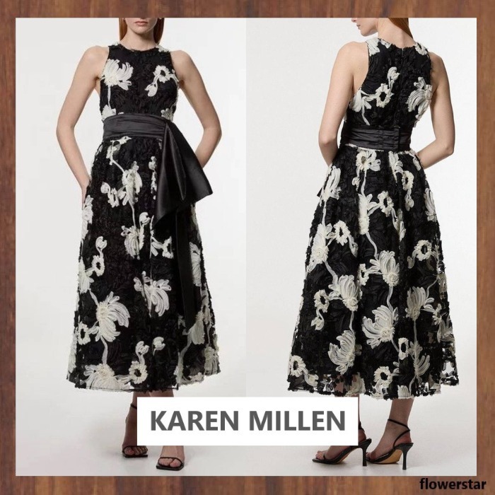 【KAREN MILLEN】モノ テクスチャード プロムドレス（送料込み)
