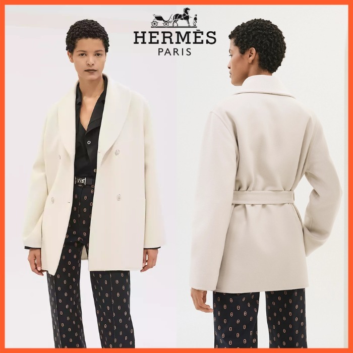 シェーヌダンクル【エレガントに】HERMES ピーコート ベルト付き