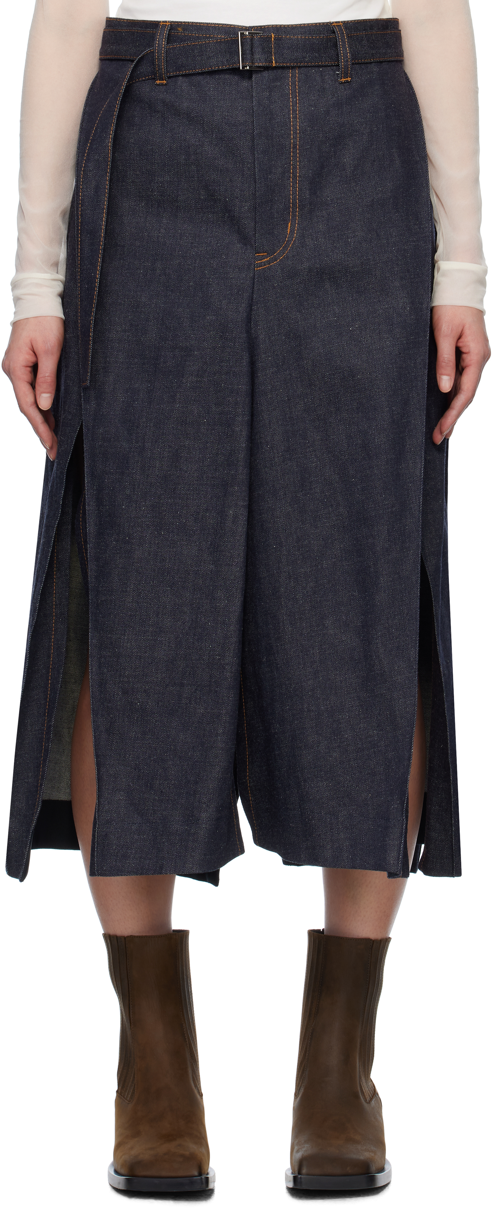 【関税込み】sacai インディゴ Mix Denim ミディアムスカート