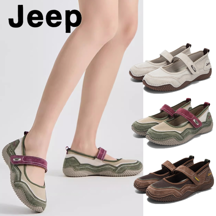 レザーJEEPスニーカー レディース厚底美脚スリッポンロゴ
