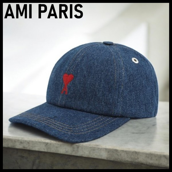 【AMI PARIS】 アミ パリス デニム ハート ロゴ キャップ