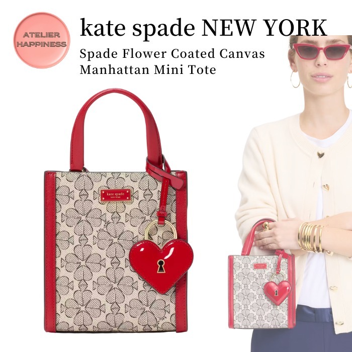 【kate spade NY】フラワー コーテッド キャンバス ミニ トート