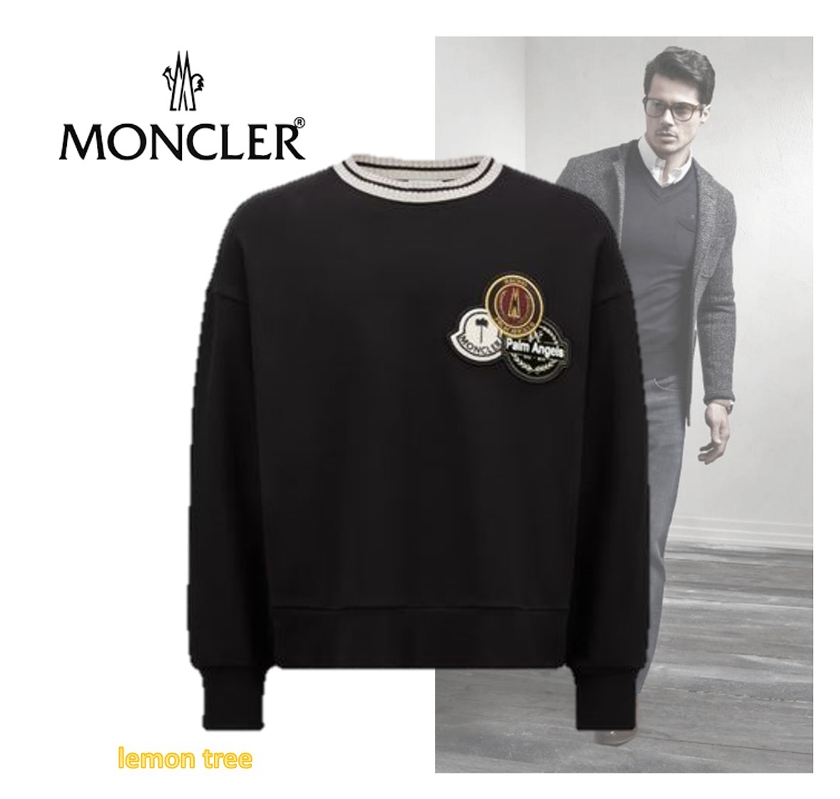 MONCLER スウェットシャツ 可愛いロゴパッチ x Palm Angels