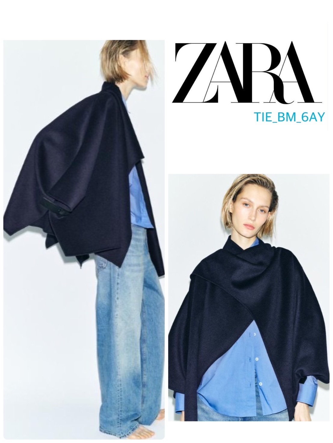 スペイン発送 ZARA ウール付きスカーフケープ ZWコレクション