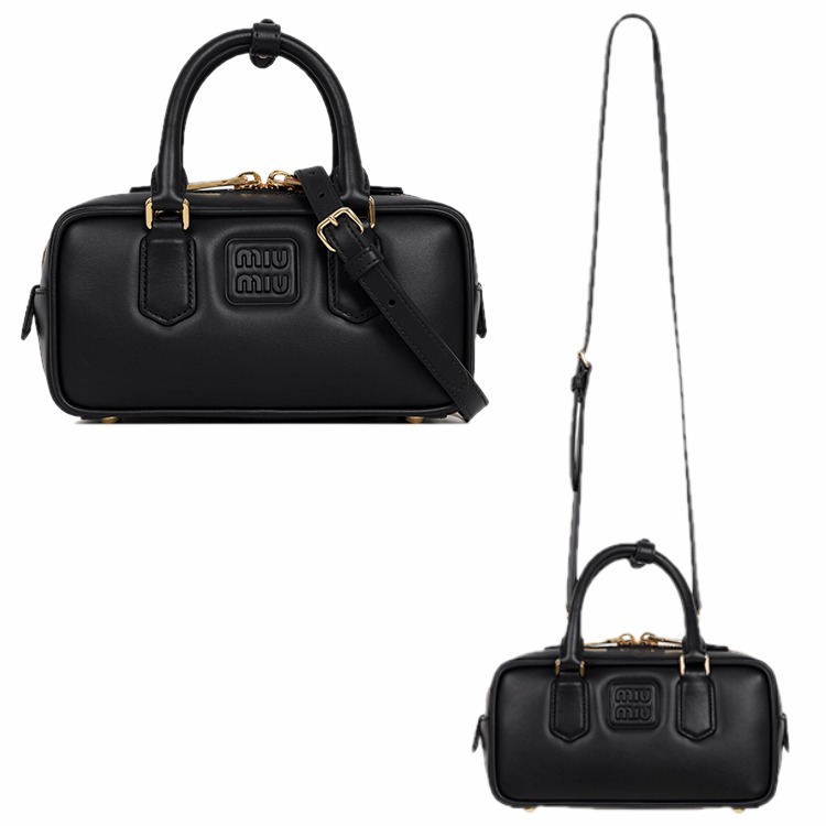 miumiu☆25SS Arcadie ロゴ 2WAY トートバッグ BLACK