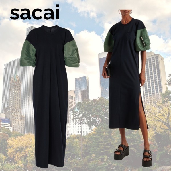☆関税込み☆【SACAI】コットン ジャージー ミディドレス