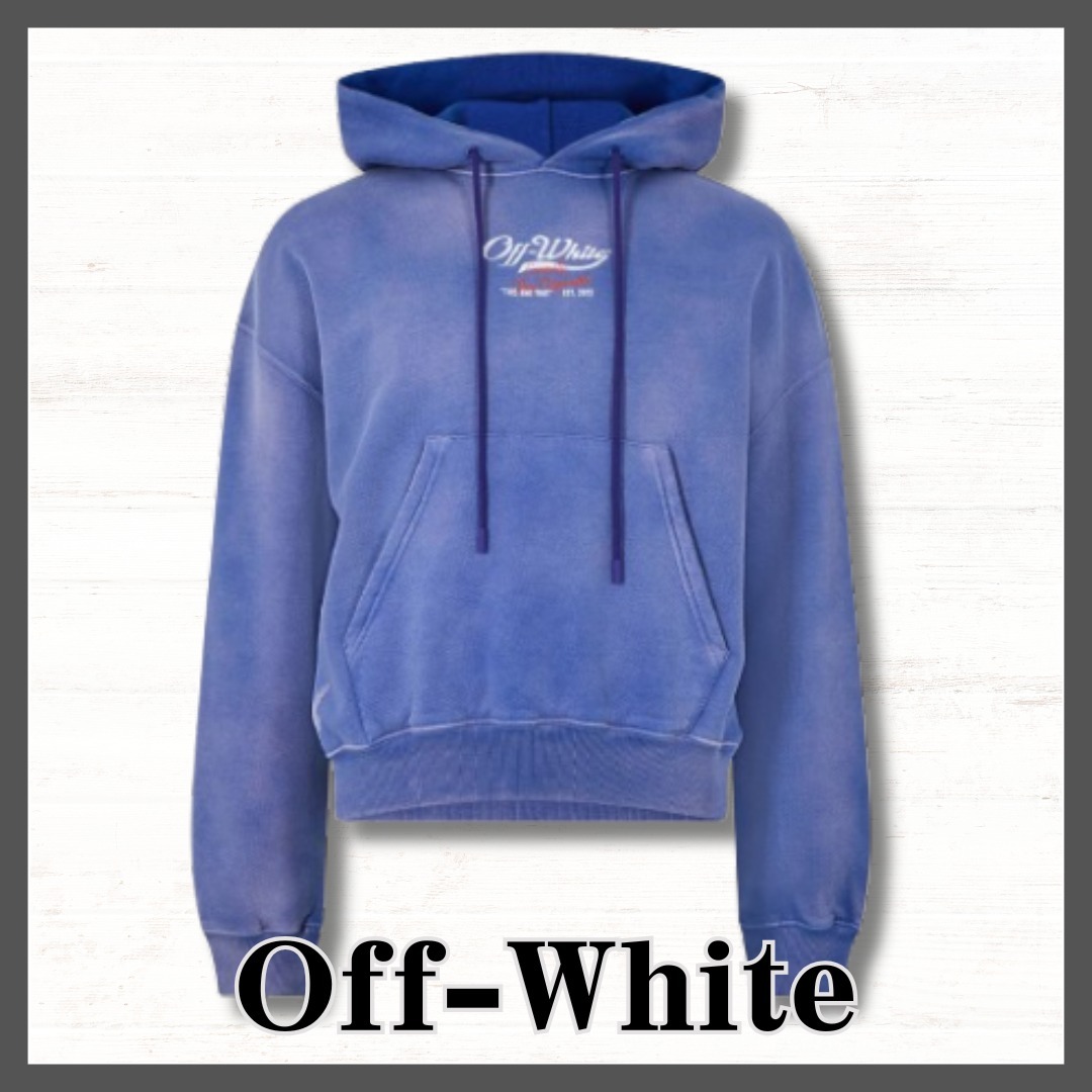 関税送料込【Off-White】Wave Off Boxy Hoodie パーカー ブルー