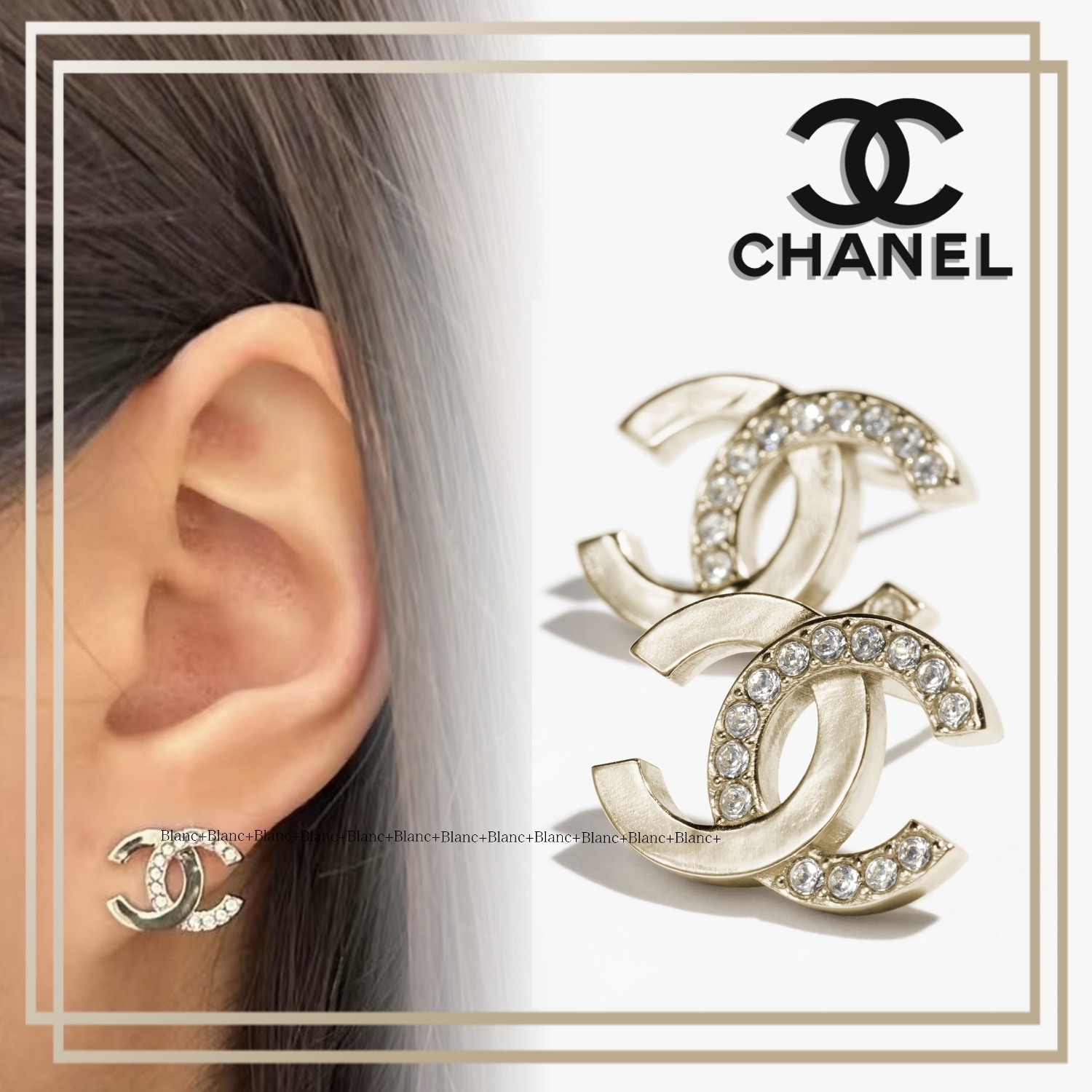 輝く耳元に♪【 CHANEL 】メタル & ストラス CC ピアス 25ss