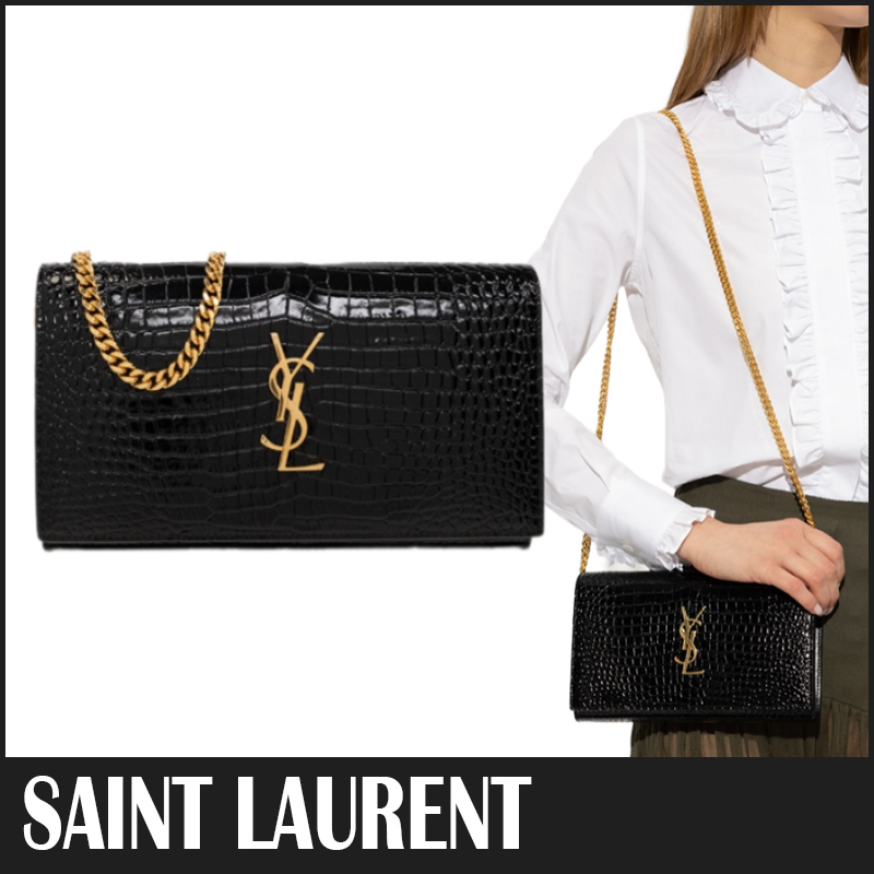 送料関税込☆Saint Laurent YSL ロゴ チェーン ショルダーバッグ