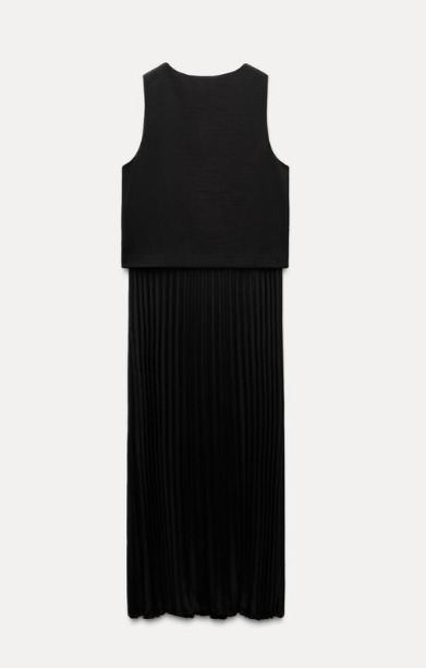 スペイン発送 ZARA コンビプリーツニットドレス 上品カジュアル org.jpg