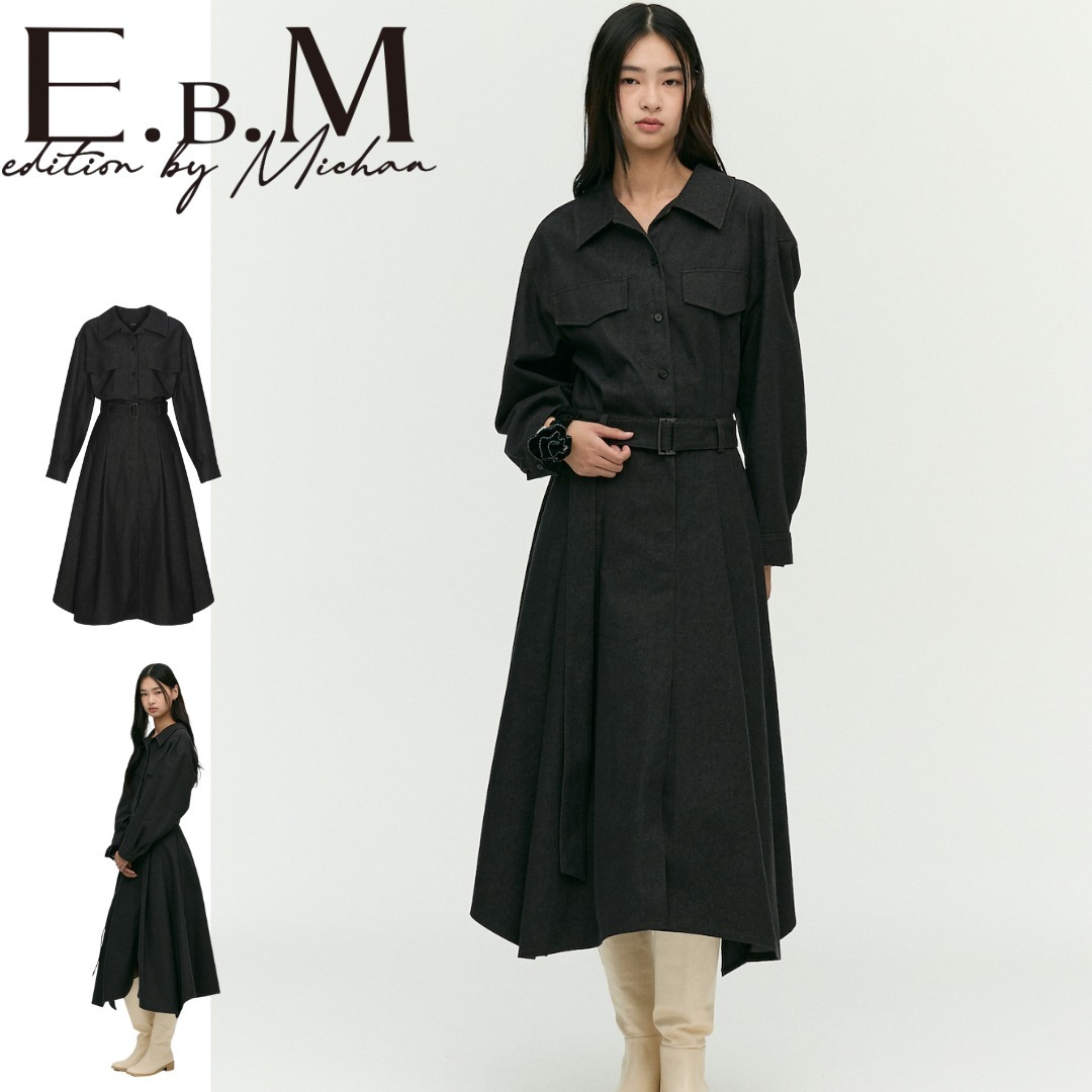 E.B.M[イービーエム] Twill Pattern Shirt Long One-Piece
