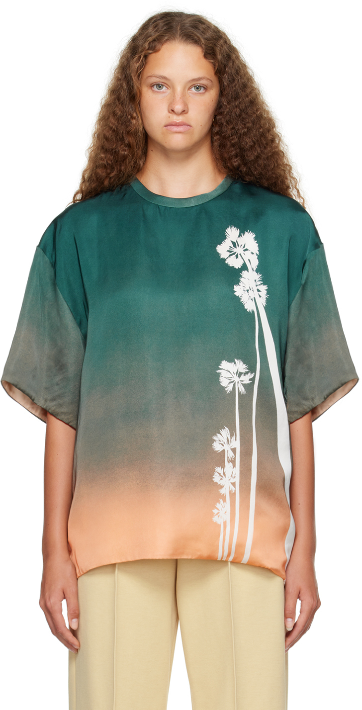 【関税込み】Jil Sander グリーン プリントTシャツ