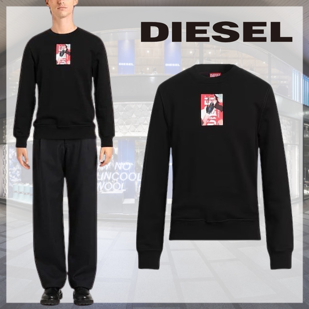 DIESEL* ディーゼル ロゴ クルーネック スウェット プリントあり