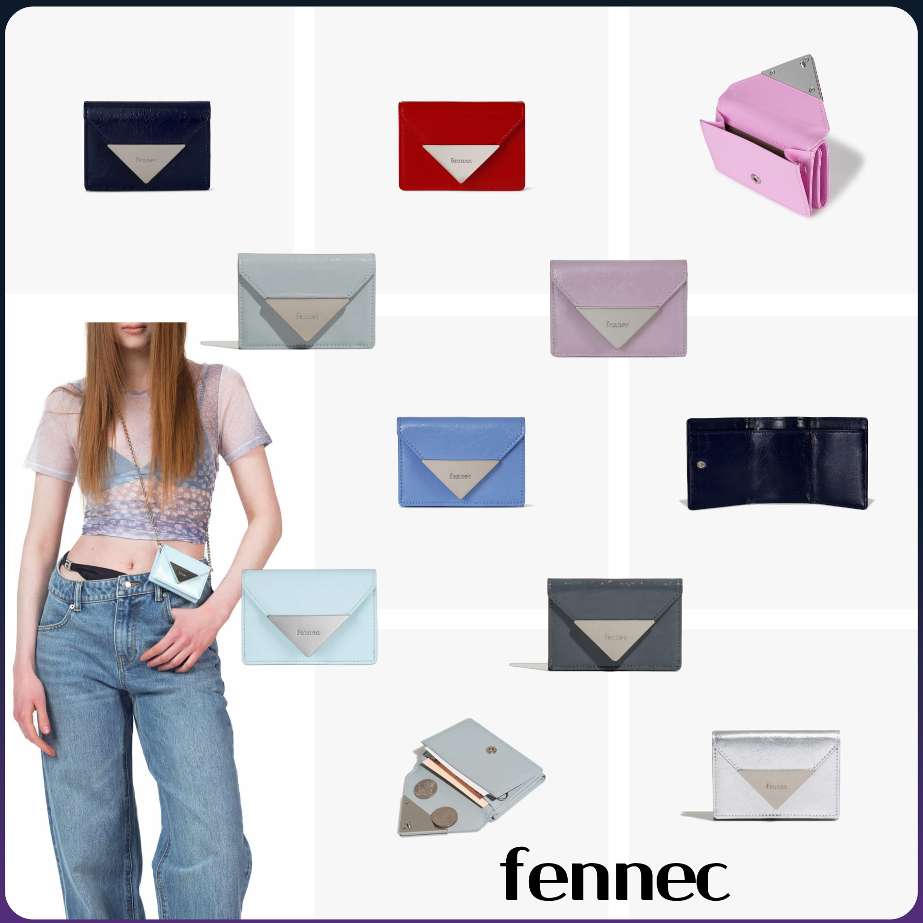 【fennec】★韓国人気★CRINKLE TRIANGLE TRIPLE WALLET D★ ◇FENNEC◇CRINKLE TRIANGLE TRIPLE WALLET D 男女共用 韓国発