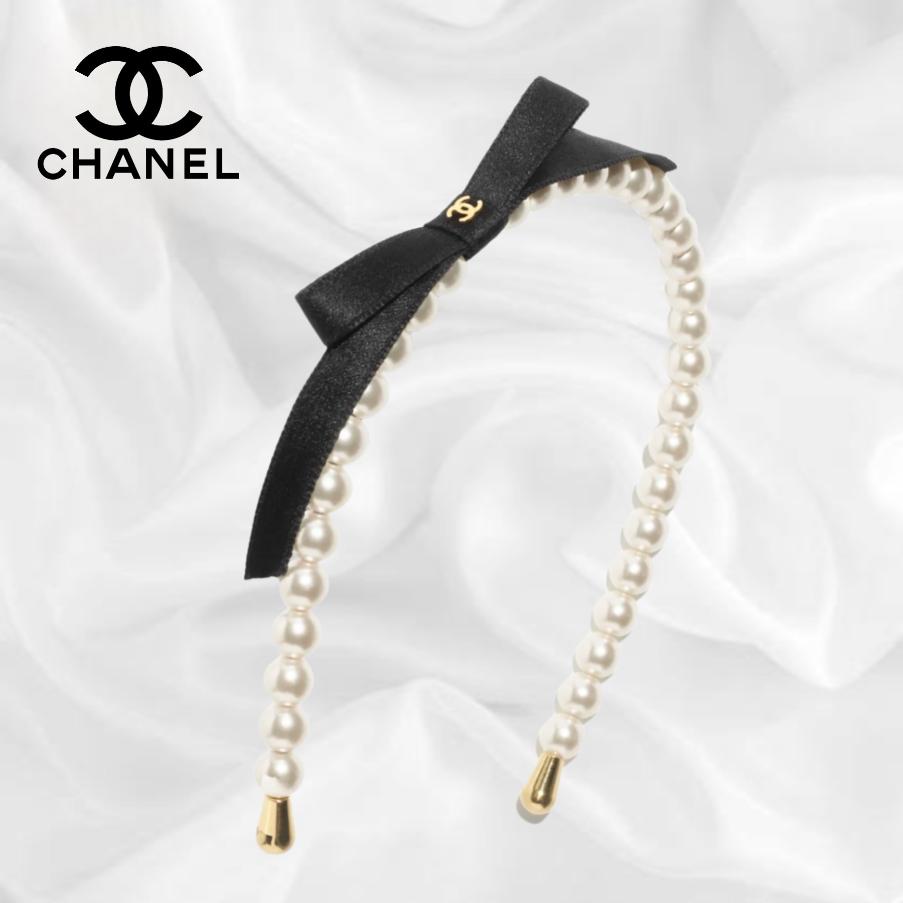 【CHANEL】カチューシャ ヘアバンド パール リボン ガーリー