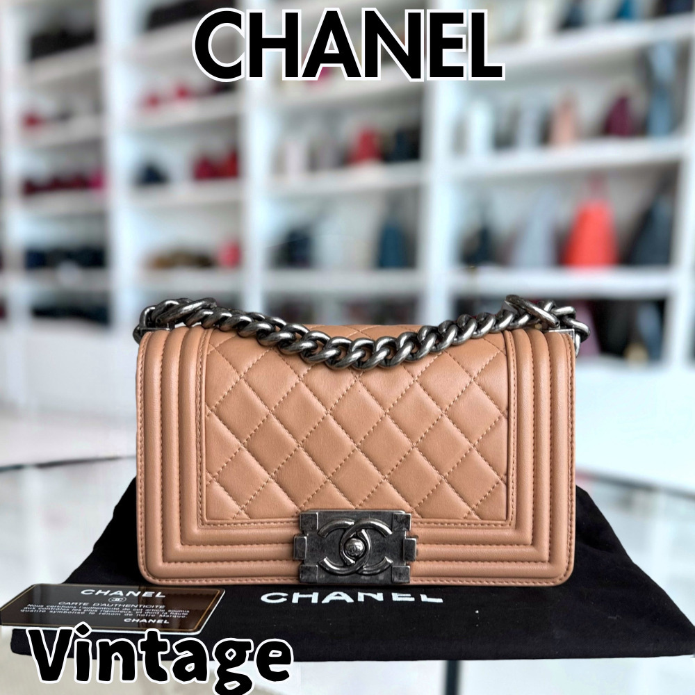 【ヴィンテージ】Rank:S☆Chanel Blush Caramel Boy Small Bag