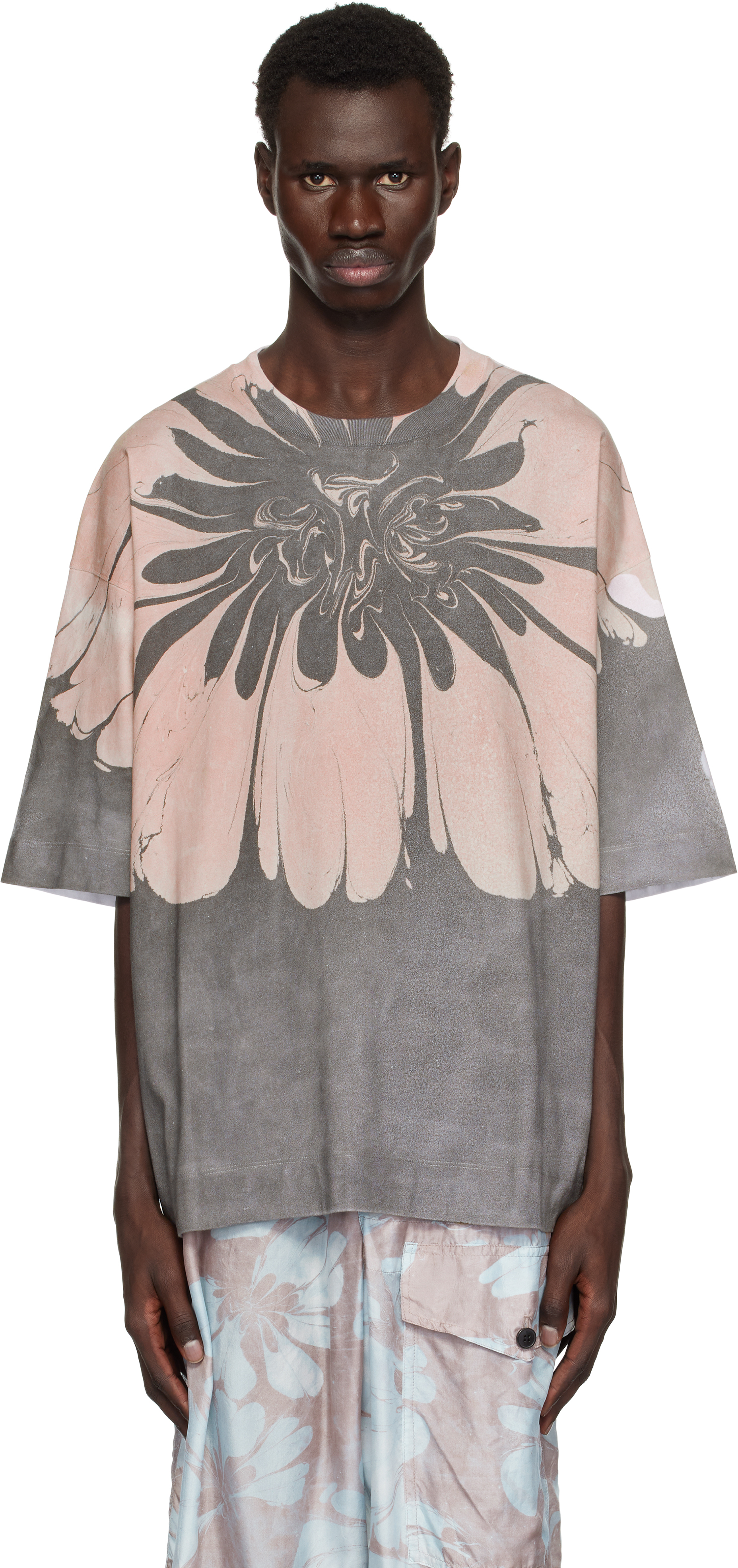【関税込み】Dries Van Noten ピンク＆グレー プリントTシャツ