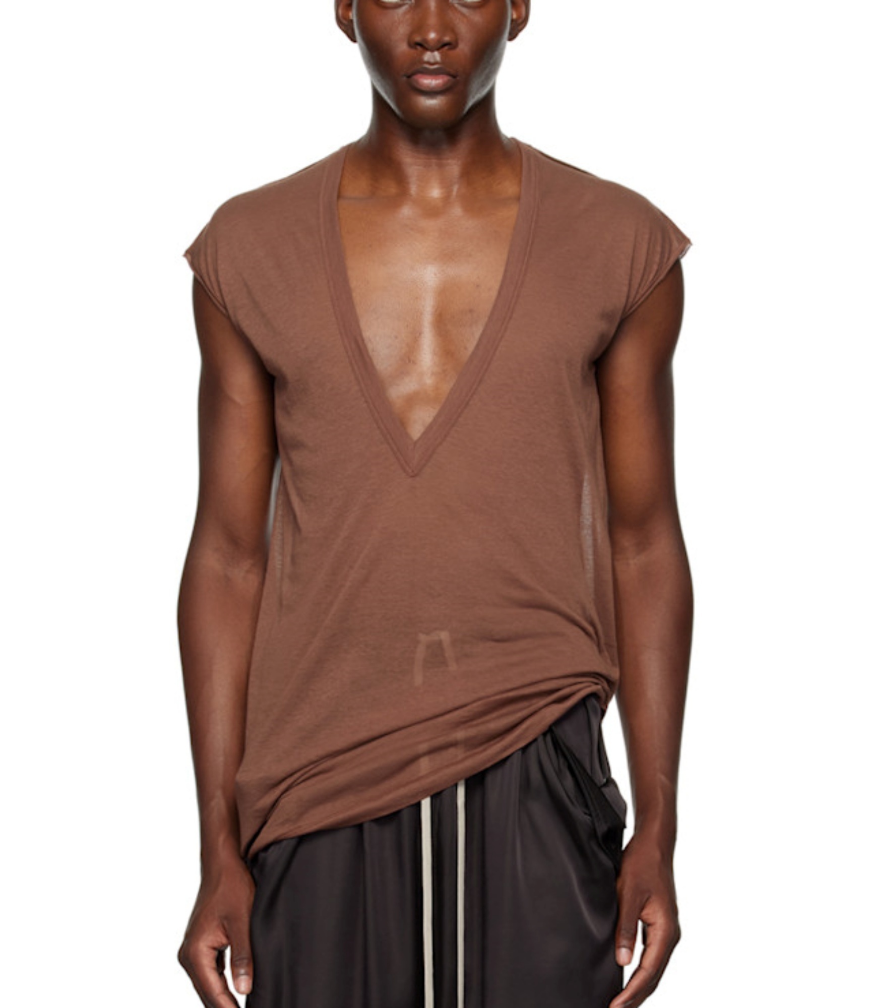 【関税込み】Rick Owens グレー Hollywood Deep V SL トップス Rick Owens☆ブラウン Porterville Deep V SL トップス