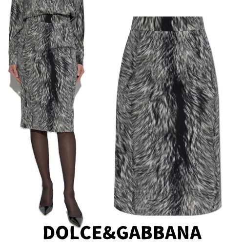 【DOLCE&GABBANA】ファープリント ストレートヘムミディスカート