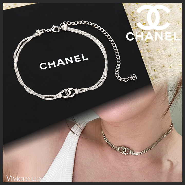 【華やかさをプラスする♪】CHANEL チョーカー 上品な華やかさを演出* CHANEL チョーカー ゴールド＆シルバー