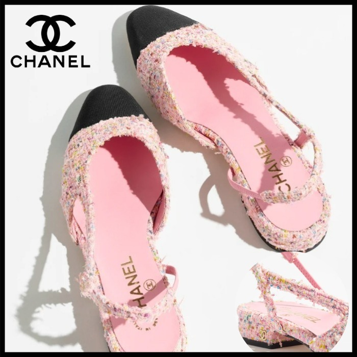 【洗練された】CHANEL グリッター スリングバックシューズ