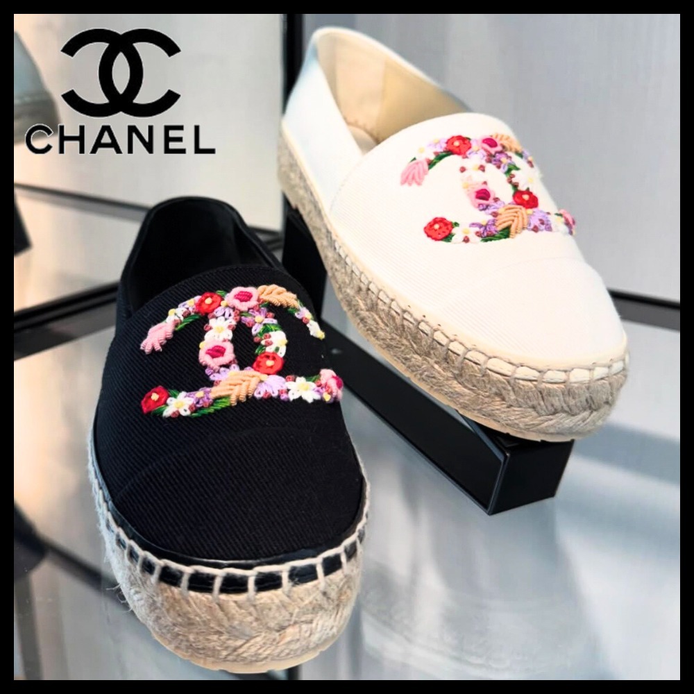 【大人可愛い♪】CHANEL 花柄 エスパドリーユ