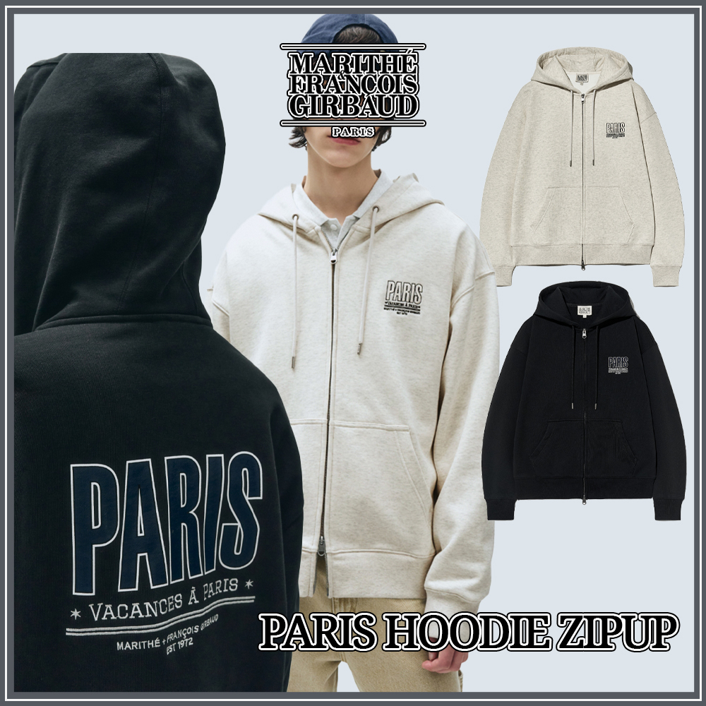 25SS人気カジュアル◆男女兼用【Marithe】PARIS HOODIE ZIPUP2色