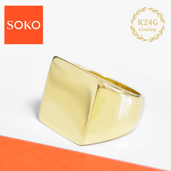 ≪SOKO≫ ソコ スクエア リング ゴールド 24金