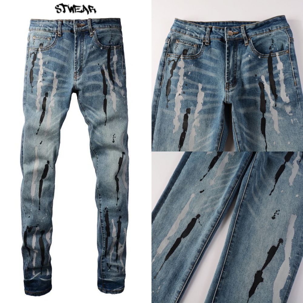 STWEARS ペンキ アート スキニージーンズ スリムフィット