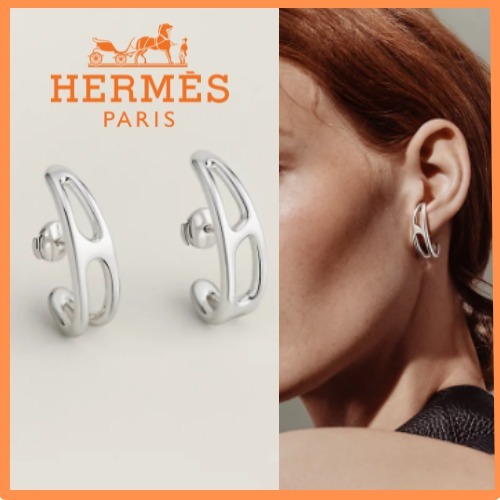 【シンプルでお洒落♪】 HERMES シェーヌダンクル パンク ピアス