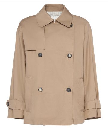 アウトレット★Max Mara Studio★ottavo ショートトレンチコート ゼノ] コットン ブレンド ショート トレンチ コート, camel