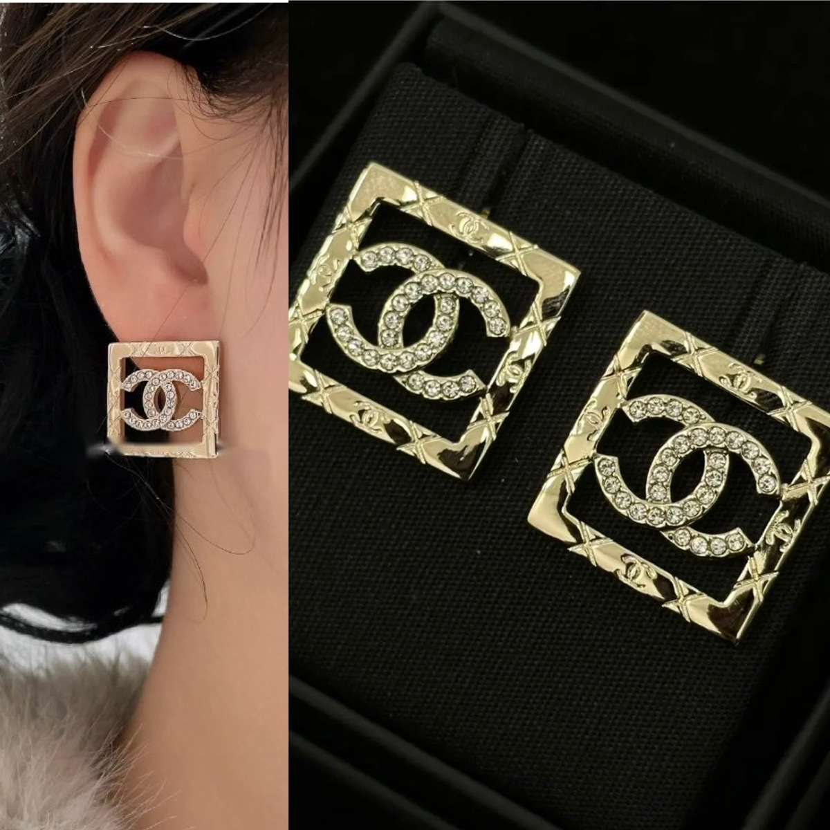 スクエアデザインが印象的な耳元に★マトラッセ CHANEL ピアス