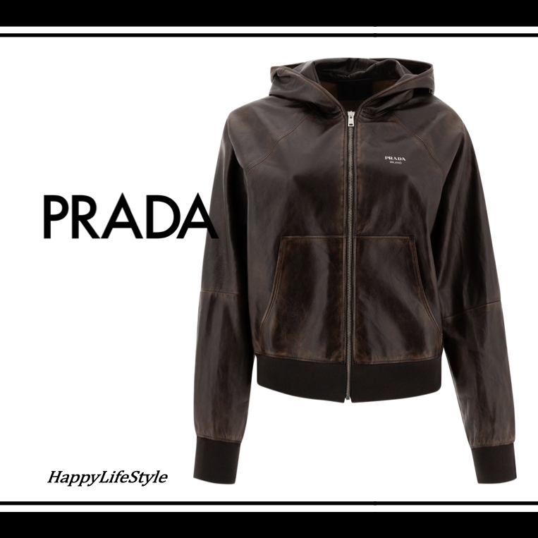 モダン♪◇Leather フーディー ジャケット◇PRADA