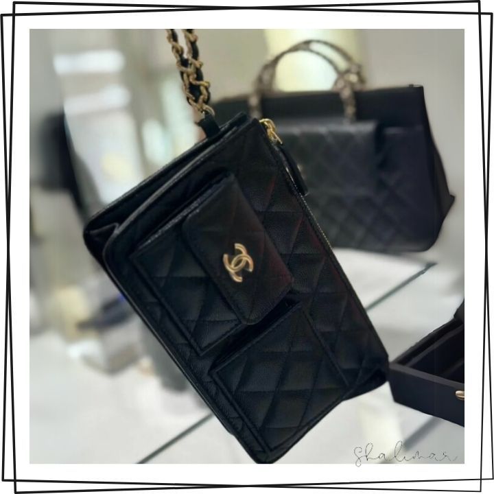 クールなソーブラック◆メンズにも人気◆CHANEL クラッチ ポーチ クールな感じ☆【CHANEL】クラッチバッグ ポーチ 黒