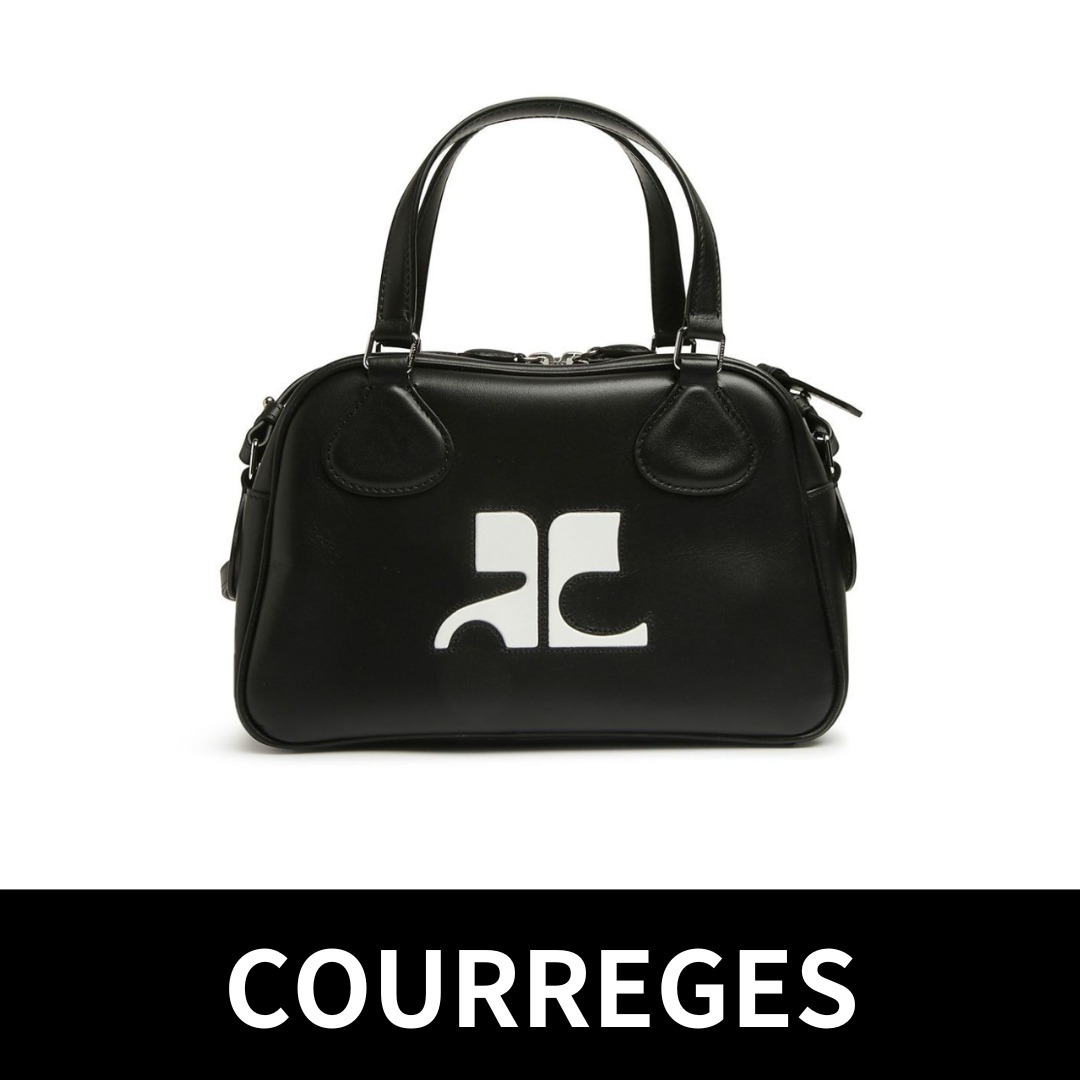 COURREGES★レザーボウリングバッグ ブラック★送関込
