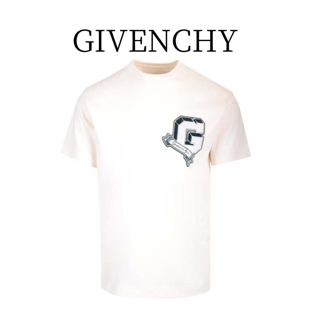 【送料関税込】GIVENCHY カレッジ コットン Tシャツ G刺繍入り