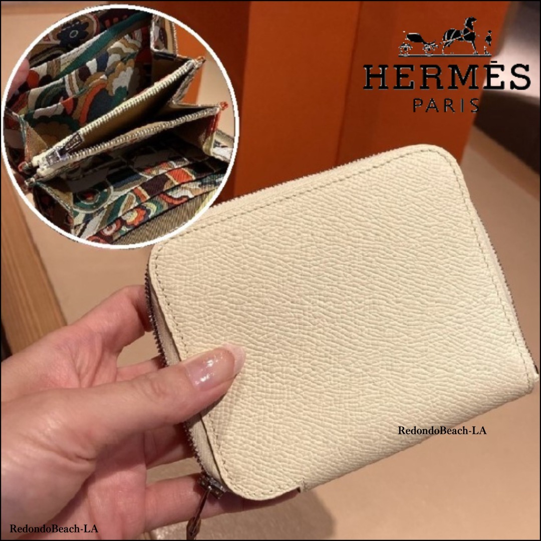 【上品な癒し系イエロー】HERMES★ Silk'In 折りたたみ財布