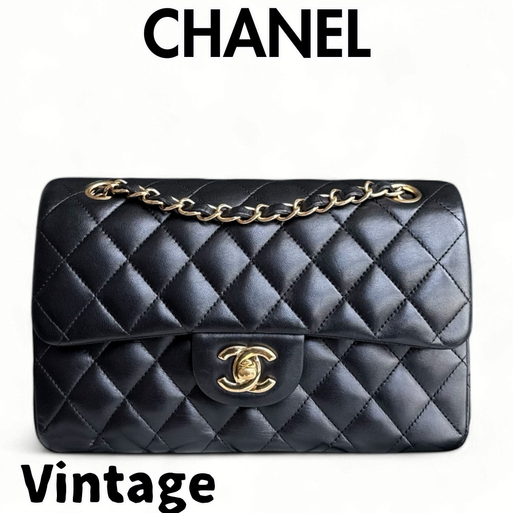 【ヴィンテージ】Rank:S☆Chanel Black Classic Flap Small Bag