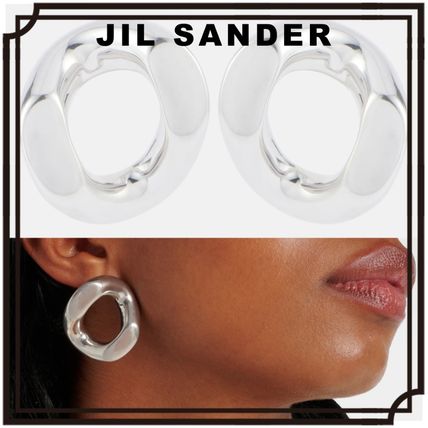 【関税込み】Jil Sander シルバー カーブチェーン ピアス JIL SANDER】存在感抜群 ピアス チェーン Silver 送料込み